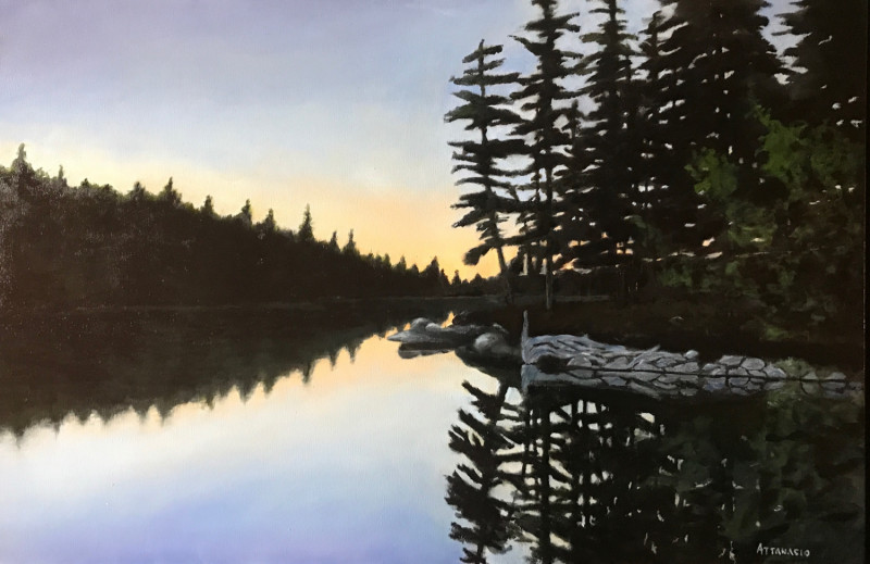 Reflections of trees in water